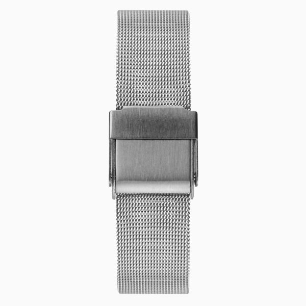 Ladies Watch  –  Silver Case & Stainless Steel Mesh Bracelet with White Dial 3