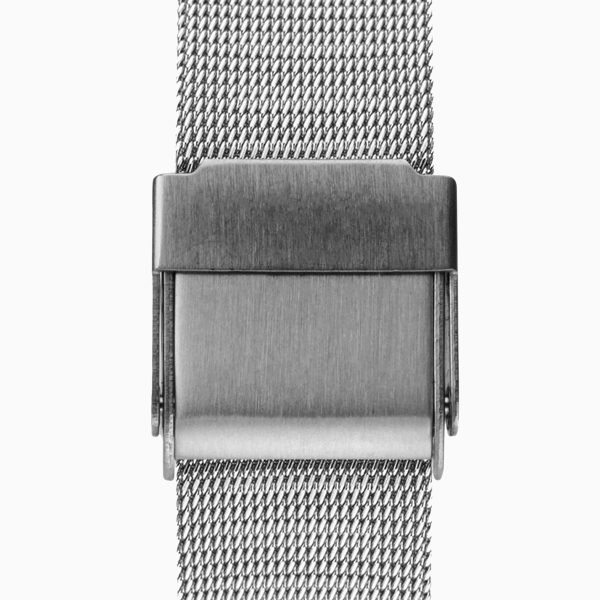 Ladies Watch  –  Silver Case & Stainless Steel Mesh Bracelet with White Dial 2