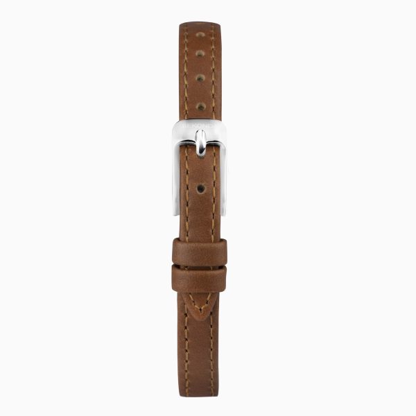 Easy Reader Ladies Watch  –  Silver Case & Brown Leather Strap with White Dial 2
