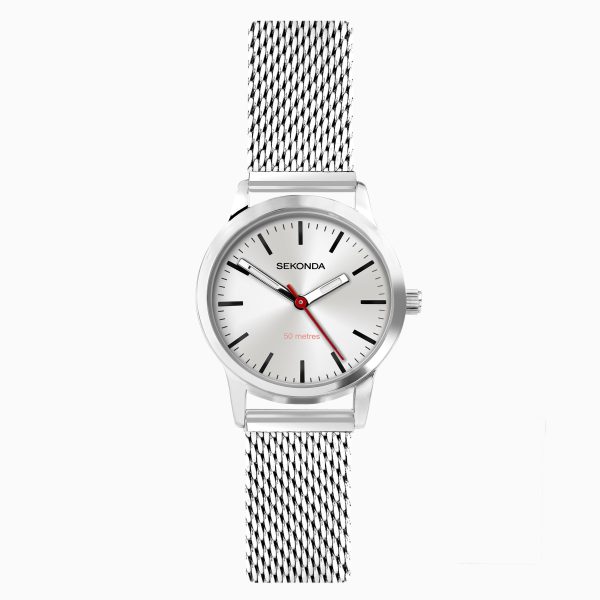 Nordic Ladies Watch  –  Silver Case & Stainless Steel Mesh Bracelet with Silver Dial