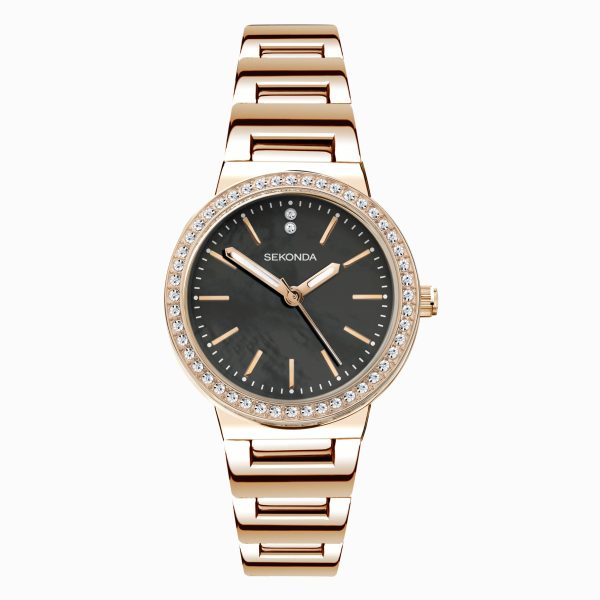 Amelia Ladies Watch  –  Rose Gold Case & Alloy Bracelet with Grey Dial