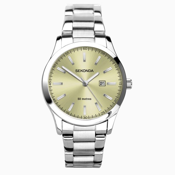 Taylor Ladies Watch  –  Silver Alloy Case & Stainless Steel Bracelet with Yellow Dial