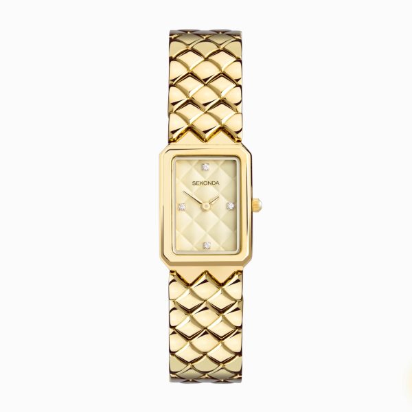 Lunar Ladies Watch  –  Gold Alloy Case & Bracelet with Gold Dial
