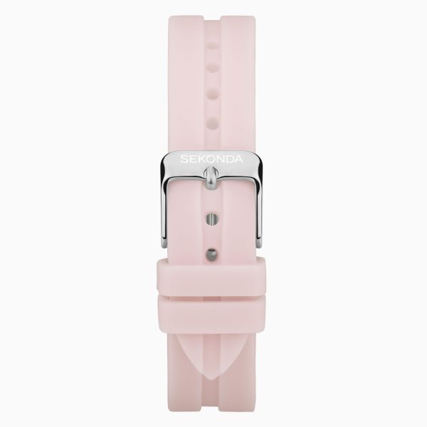 Balearic Ladies Watch  –  Silver Alloy Case & Pink Rubber Strap with Pink Dial 2