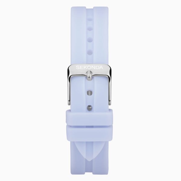 Balearic Ladies Watch  –  Silver Alloy Case & Blue Rubber Strap with Blue Dial 2