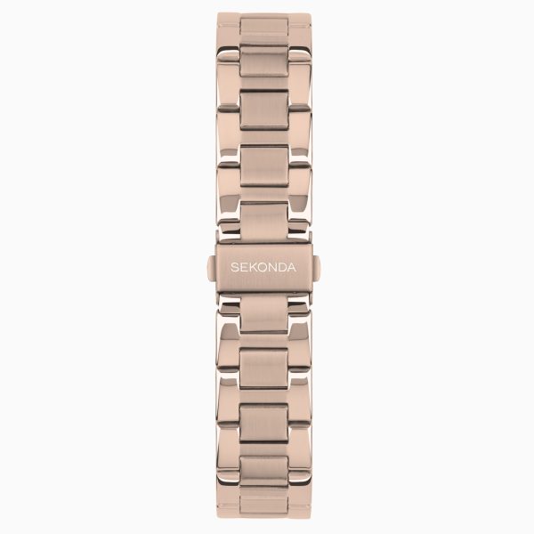 Pacific Wave Ladies Watch  –  Rose Gold Stainless Steel Case & Bracelet with Silver-White Dial 2