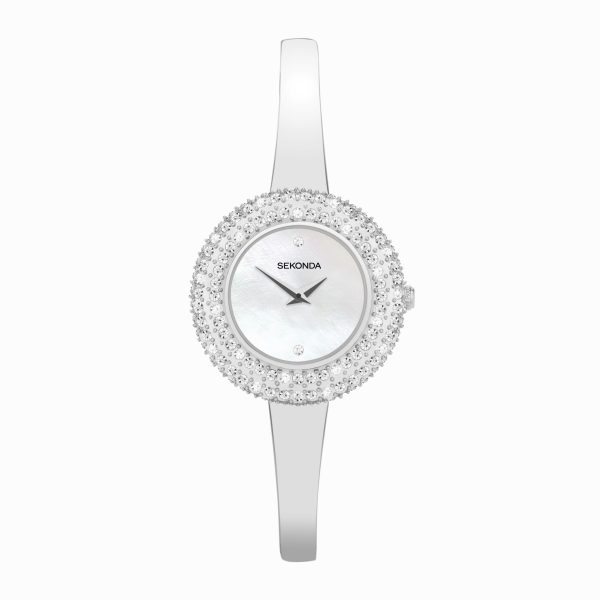 Radiance Ladies Watch  –  Silver Brass Case & Bracelet with White Mother-of-Pearl Dial