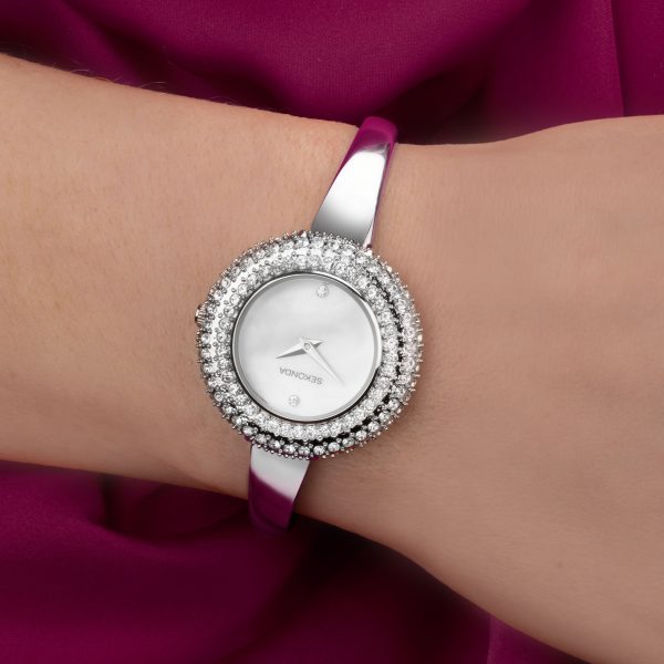 Radiance Ladies Watch  –  Silver Brass Case & Bracelet with White Mother-of-Pearl Dial 3