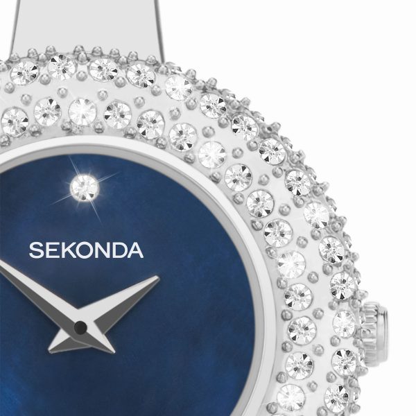 Radiance Ladies Watch  –  Silver Brass Case & Bracelet with Blue Mother-of-Pearl Dial 4