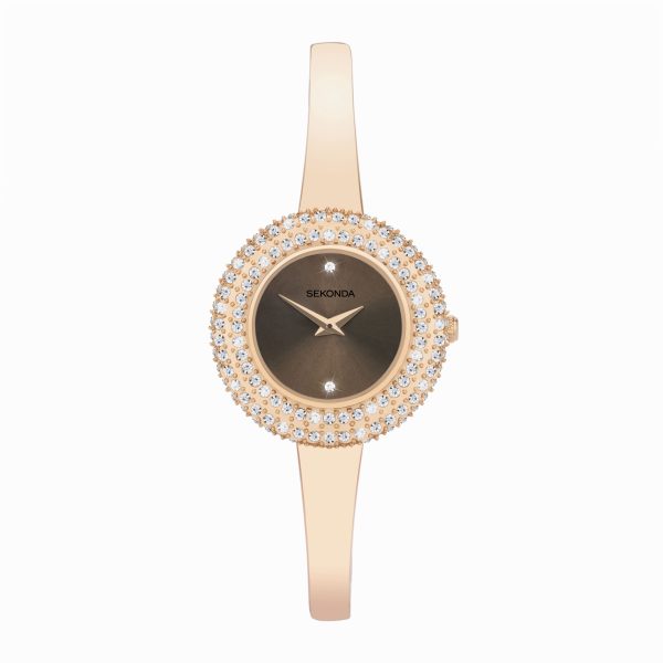 Radiance Ladies Watch  –  Rose Gold Brass Case & Bracelet with Brown Dial