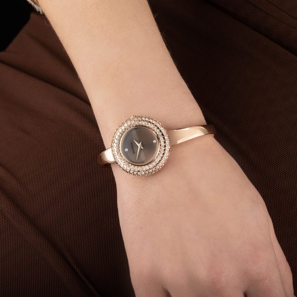 Radiance Ladies Watch  –  Rose Gold Brass Case & Bracelet with Brown Dial 3