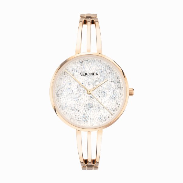 Stardust Ladies Watch  –  Rose Gold Alloy Case & Bracelet with Silver Dial