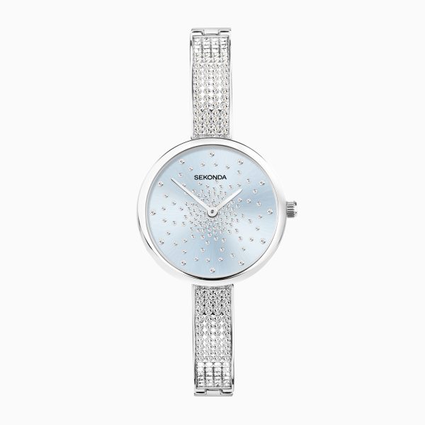 Celeste Starlet Ladies Watch  –  Silver Alloy Case & Bracelet with Blue Dial