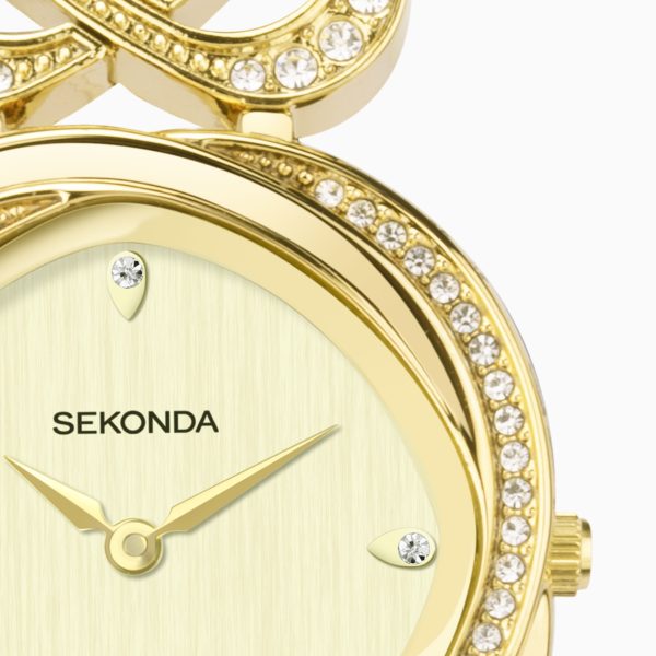 Hidden Hearts Ladies Watch  –  Gold Alloy Case & Bracelet with Champagne Dial 4