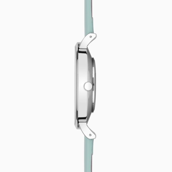 Minimal Ladies Watch  –  Silver Alloy Case & Green Leather Strap with Green Dial 5