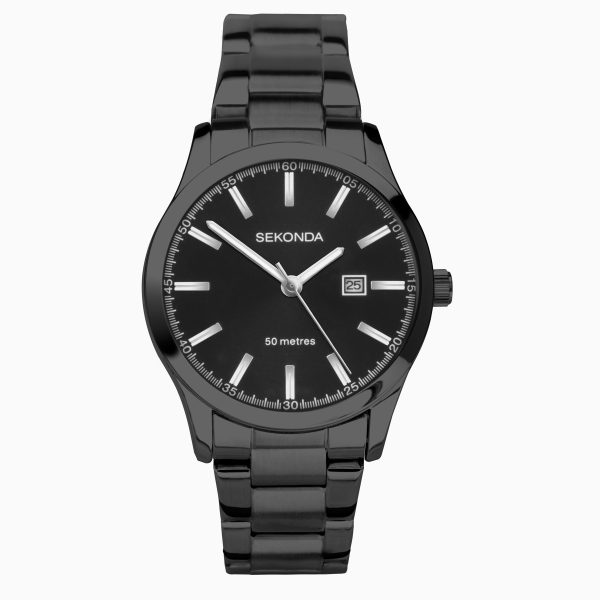 Taylor Ladies Watch  –  Black Alloy Case & Stainless Steel Bracelet with Black Dial