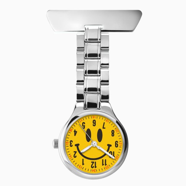 Fob Watch  –  Silver Case & Stainless Steel Fob with Yellow Dial