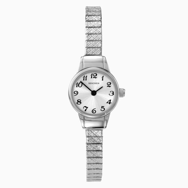 Easy Reader Ladies Watch  –  Silver Case & Stainless Steel Expander with Silver Dial