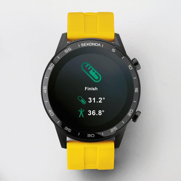 Active Smart Watch  –  Black Case & Sekonda Yellow Silicone Strap 4