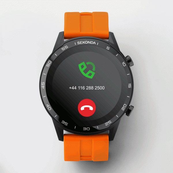 Active Smart Watch  –  Black Case & Orange Silicone Strap 6