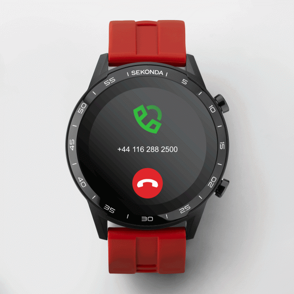 Active Smart Watch  –  Black Case & Red Silicone Strap 8