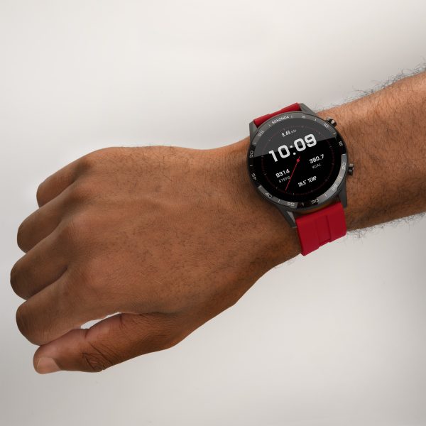 Active Smart Watch  –  Black Case & Red Silicone Strap 5