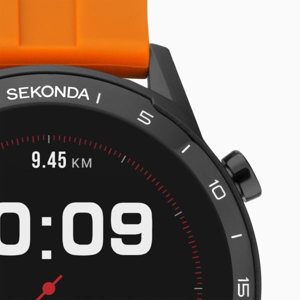 Active Smart Watch  –  Black Case & Orange Silicone Strap 8