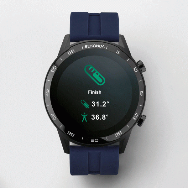 Active Smart Watch  –  Black Case & Blue Silicone Strap 5