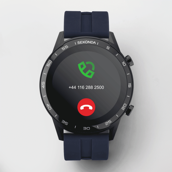 Active Smart Watch  –  Black Case & Blue Silicone Strap 2