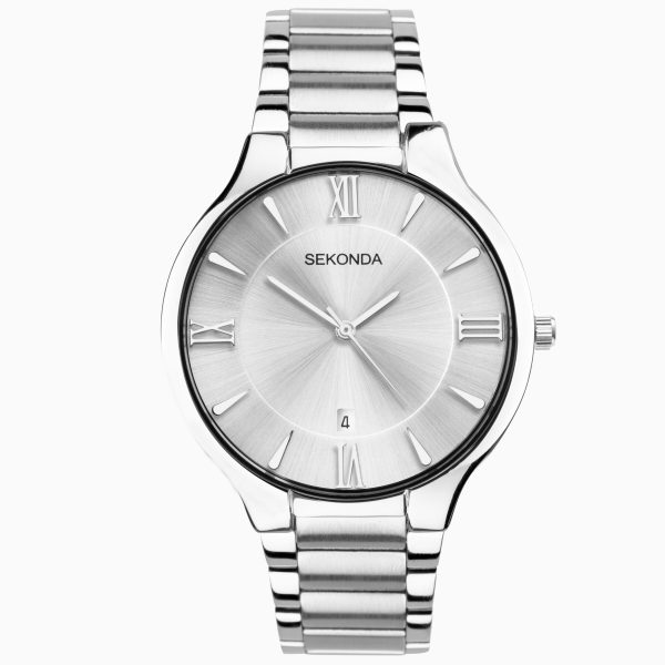 Wilson Men’s Watch  –  Silver Case & Stainless Steel Bracelet with Silver White Dial
