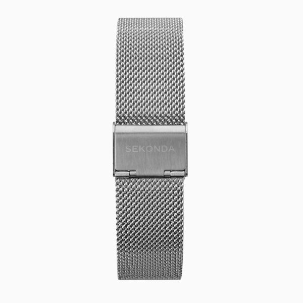 Nordic Men’s Watch  –  Silver Case & Stainless Steel Mesh Bracelet with White Dial 4