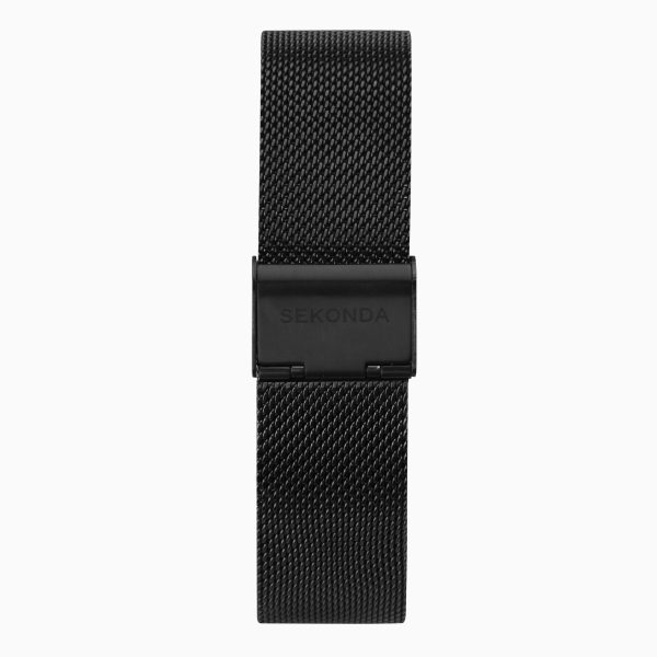 Nordic Men’s Watch  –  Black Case & Stainless Steel Mesh Bracelet with Black Dial 3