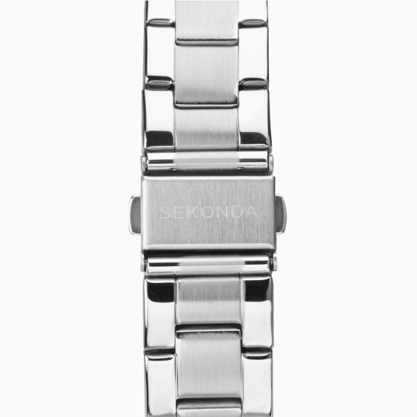 Taylor Men’s Watch  –  Silver Case & Stainless Steel Bracelet with Silver White Dial 2