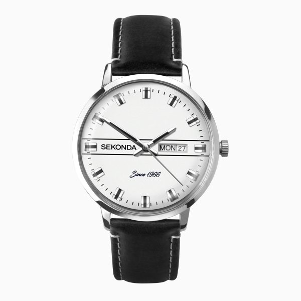 Originals Men’s Watch  –  Silver Case & Black Leather Strap with Silver Dial