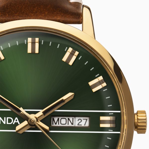 Originals Men’s Watch  –  Gold Case & Brown Leather Strap with Green Dial 7