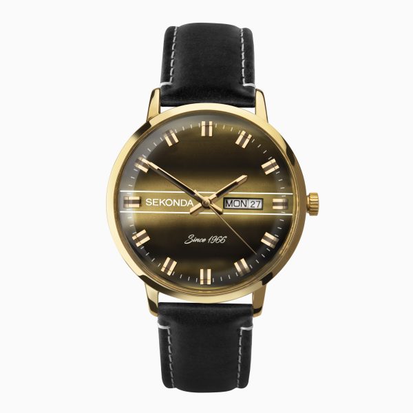 Originals Men’s Watch  –  Gold Case & Black Leather Strap with Gold Dial