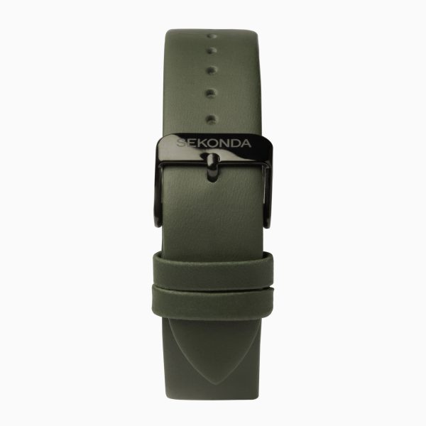 Airborne Men’s Watch  –  Black Case & Green Leather Strap with Black Dial 4