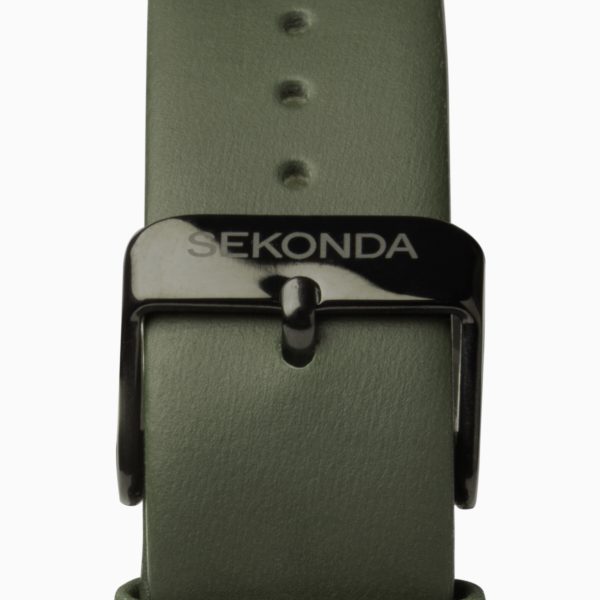 Airborne Men’s Watch  –  Black Case & Green Leather Strap with Black Dial 3