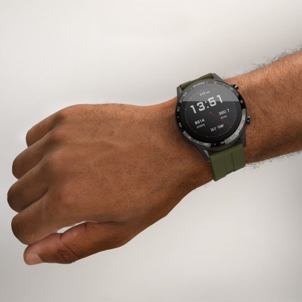 Active Smart Watch  –  Black Case & Khaki Silicone Strap 9