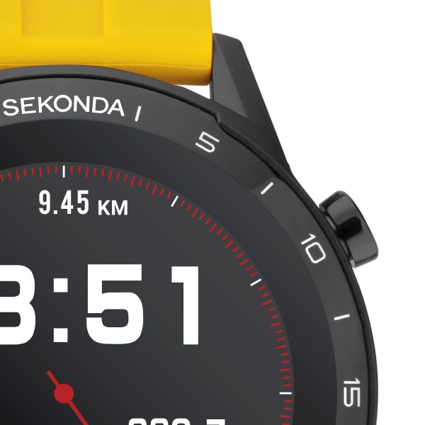 Active Smart Watch  –  Black Case & Sekonda Yellow Silicone Strap 8