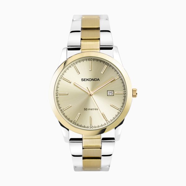 Taylor Men’s Watch  –  Two Tone Case & Stainless Steel Bracelet with Champagne Dial