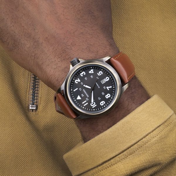 Altitude Men’s Watch  –  Bronze Case & Brown Leather Strap with Black Dial 3