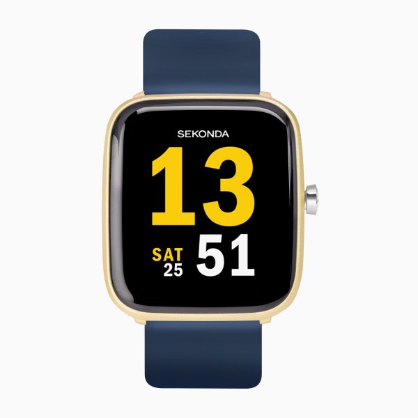 Motion Smart Watch  –  Gold Case & Blue Silicone Strap