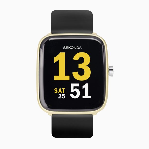 Motion Smart Watch  –  Gold Case & Black Silicone Strap