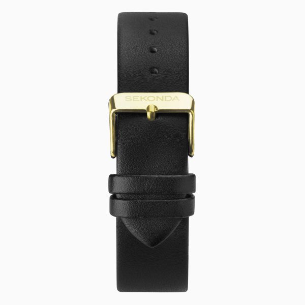Nordic Men’s Watch  –  Gold Case & Black Leather Strap with White Dial 2