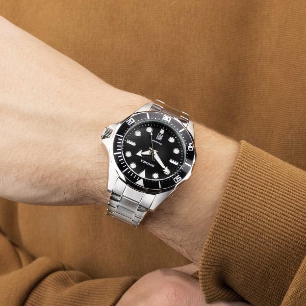 Hudson Men’s Watch  –  Stainless Steel Case & Bracelet with Black Dial 3
