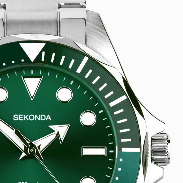 Hudson Men’s Watch  –  Stainless Steel Case & Bracelet with Green Dial 4