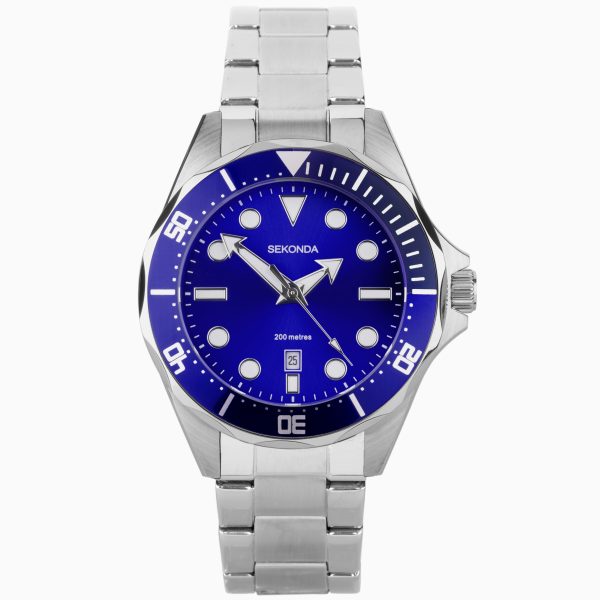 Hudson Men’s Watch  –  Stainless Steel Case & Bracelet with Blue Dial