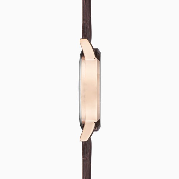 Armstrong Moon Phase Men’s Watch  –  Rose Gold Alloy Case & Brown Leather Strap with Silver Dial 3