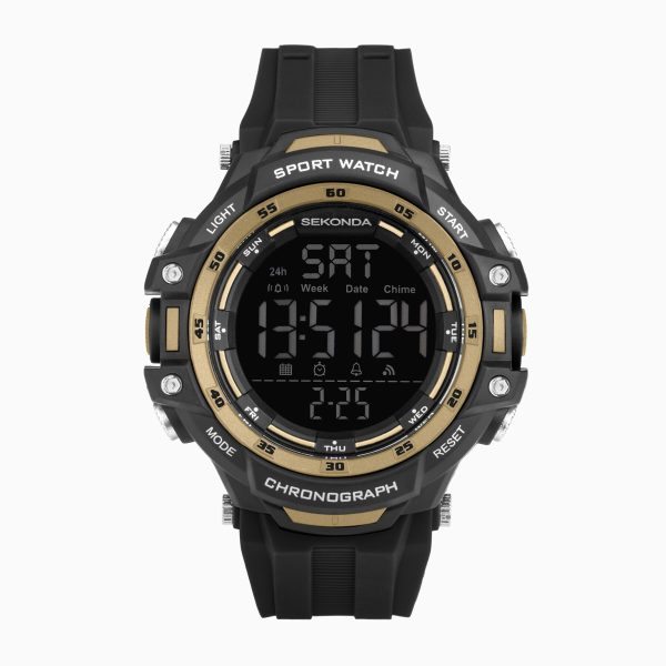Crossfell Digital Men’s Watch  –  Black Plastic Case & Strap with Black LCD Display